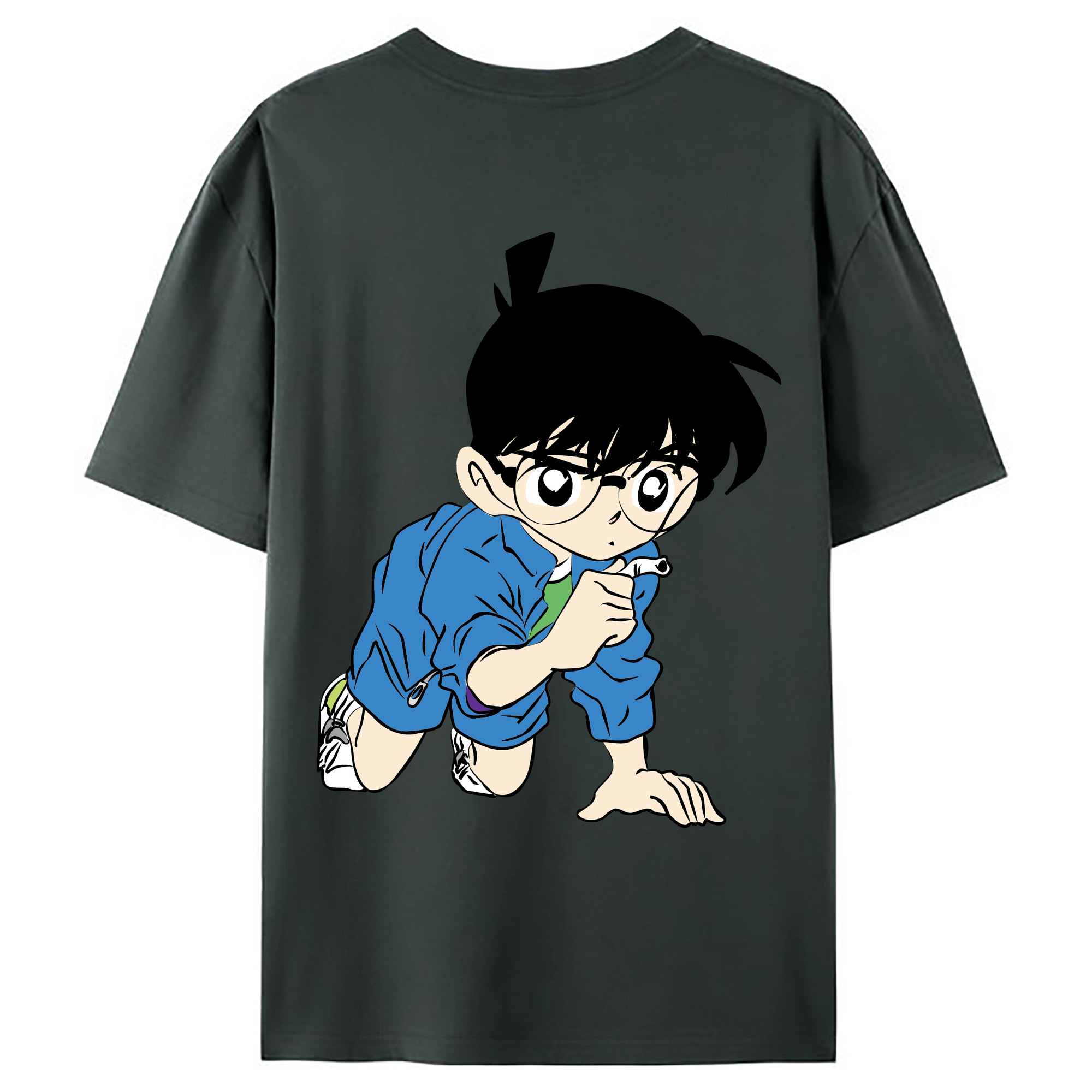（画像用） 名探偵コナン 江戸川 コナン Detective Conan Conan Edogawa 綿100％ メンズ半袖Tシャツ（バックプリント） 通気性